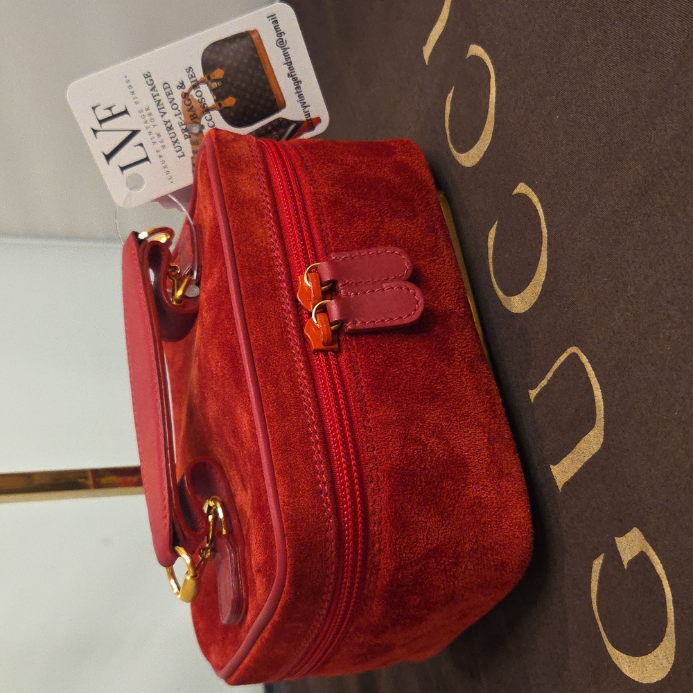 Gucci 1970’S Red Suede Vanity Bag Ultra Rare collectable, excellent cond - Picture 13 of 13